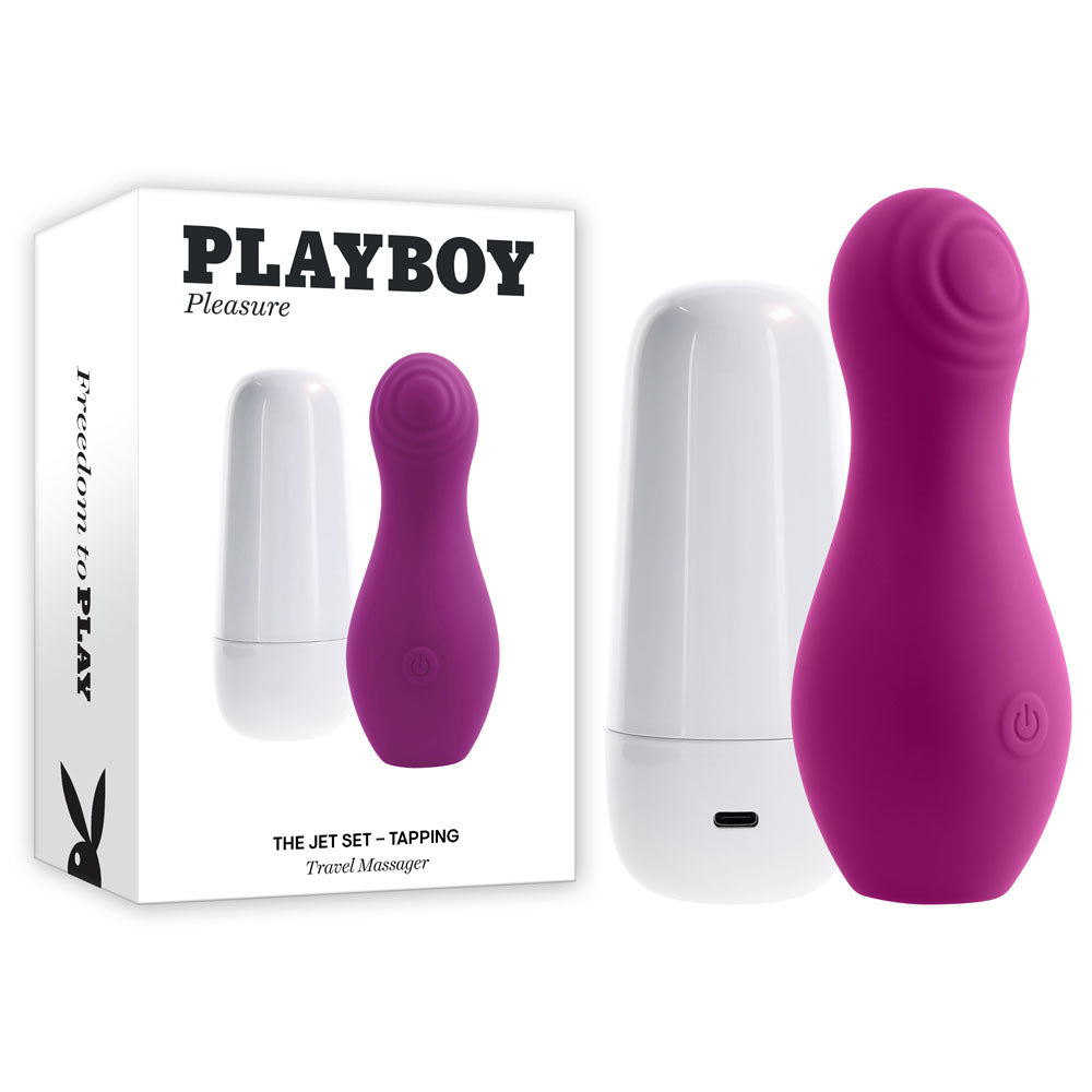 Playboy Pleasure THE JET SET - TAPPING - 10.2 cm Tapping Stimulator with Charging Case on display.