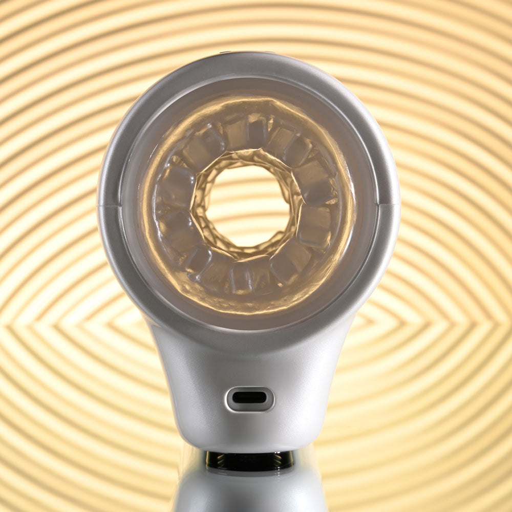 Playboy Pleasure SPIN DOCTOR USB rechargeable vibrating stroker with a life-like inner channel design.