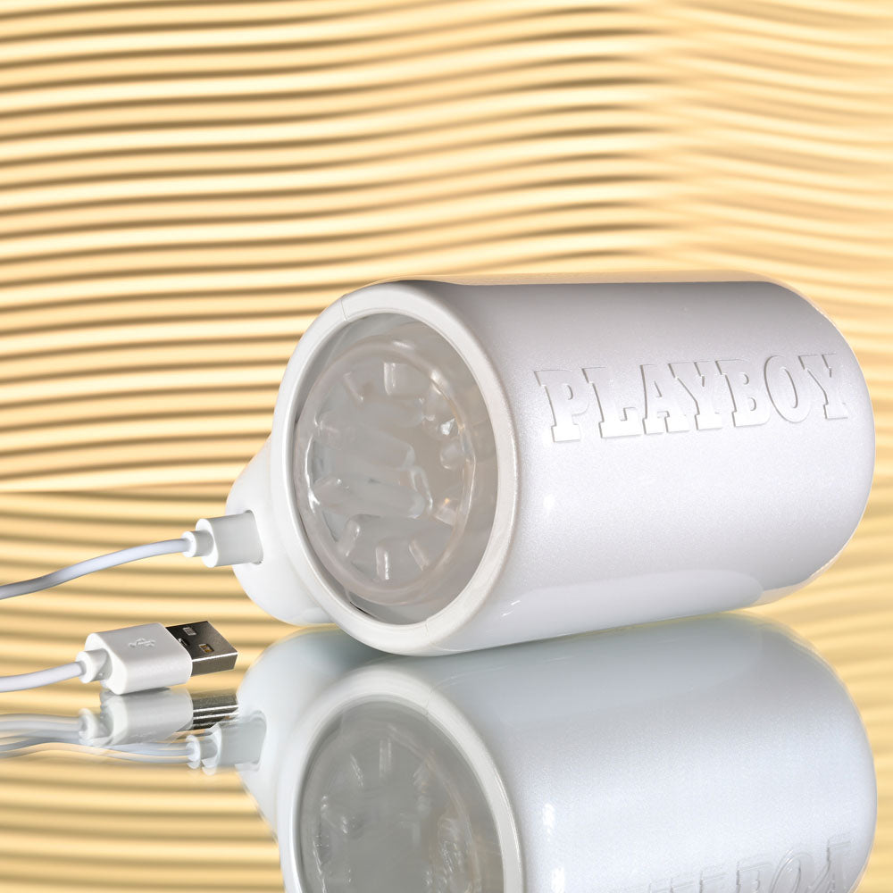 Playboy Pleasure SPIN DOCTOR - USB Rechargeable Vibrating & Spinning Stroker with USB cable.