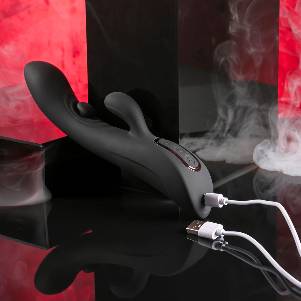 Playboy Pleasure THATS THE SPOT - 23.3 cm USB Rechargeable Rabbit Vibrator with G-Spot Tapper, sleek design charging.
