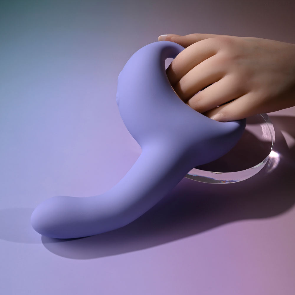 Playboy Pleasure NICE TO MEET YOU - 19.5 cm USB Rechargeable Vibrator with a curved design and flexible handle loop.