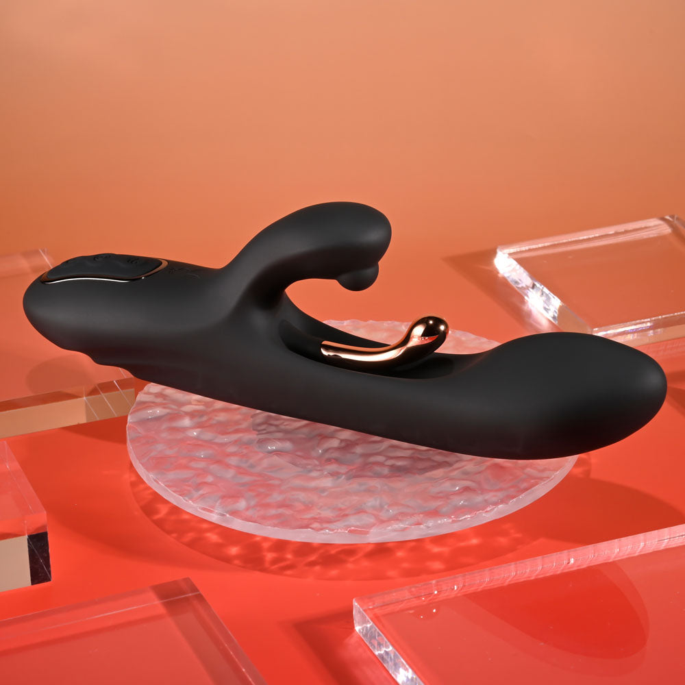 Playboy Pleasure AUREUS - 22.7 cm USB Rechargeable Rabbit Vibrator with Internal Flicker on a display