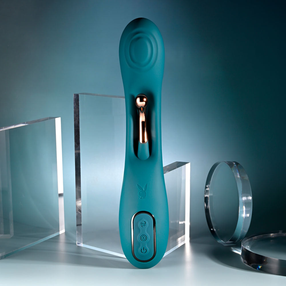 Playboy Pleasure AURELIE -  22.7 cm USB Rechargeable Vibrator with Internal Flicker on display with sleek design.
