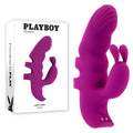Playboy Pleasure LEND A HAND - USB Rechargeable Finger Vibrator in purple with packaging.