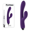 Playboy Pleasure NEW CRUSH - 20.6 cm USB Rechargeable Rabbit Vibrator in purple with elegant packaging.