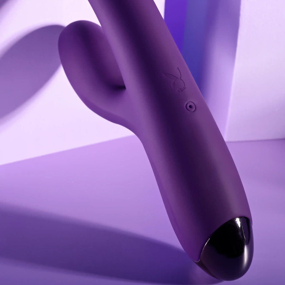 Playboy Pleasure NEW CRUSH - 20.6 cm USB Rechargeable Rabbit Vibrator in sleek purple design with smooth silicone.