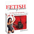 Packaging for Fetish Fantasy Series Beginner's Furry Cuffs with enticing design and locking mechanism.