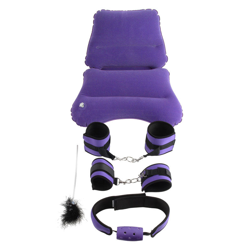 Fetish Fantasy Series  Pleasure Bondage Set - 8 Piece Set including purple cuffs, ball gag, and accessories for bondage play.