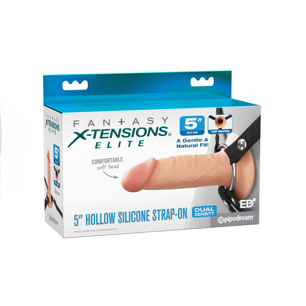 Fantasy X-Tensions Elite 5'' Silicone Hollow Strap-On -  -  14 cm Hollow Strap-On packaging featuring a gentle soft head.