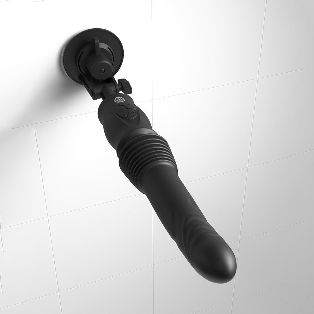 FFS Ultimate Silicone Thruster -  -  USB Rechargeable Thrusting Vibrator mounted on a wall.
