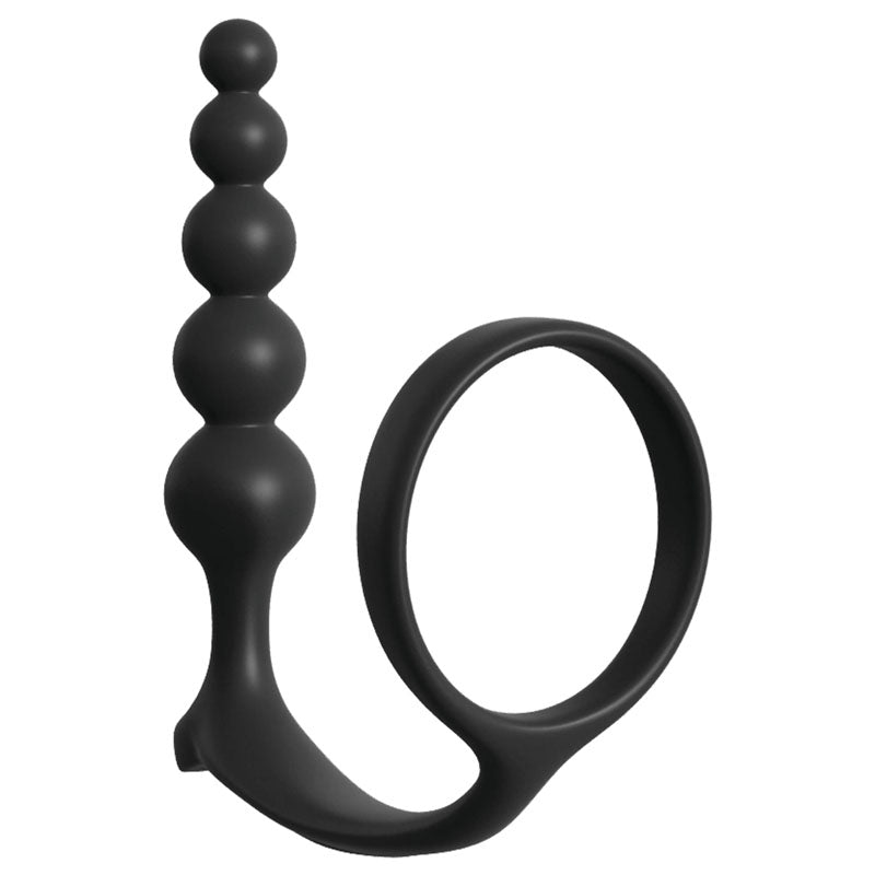 Anal Fantasy Collection Ass-Gasm Cockring Anal Beads -  Cock Ring with Anal Plug showcased in smooth silicone.