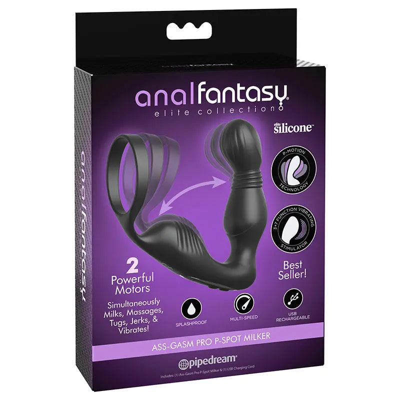Anal Fantasy Elite Ass-Gasm P-Spot Milker -  USB Rechargeable Prostate Massage with Cock Ring Pipedream Discreet Intimate Essentials.