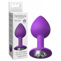 Fantasy For Her Little Gem Medium Plug - Purple 8.1 cm Butt Plug With Jewel Base in packaging, perfect for intimate essentials.