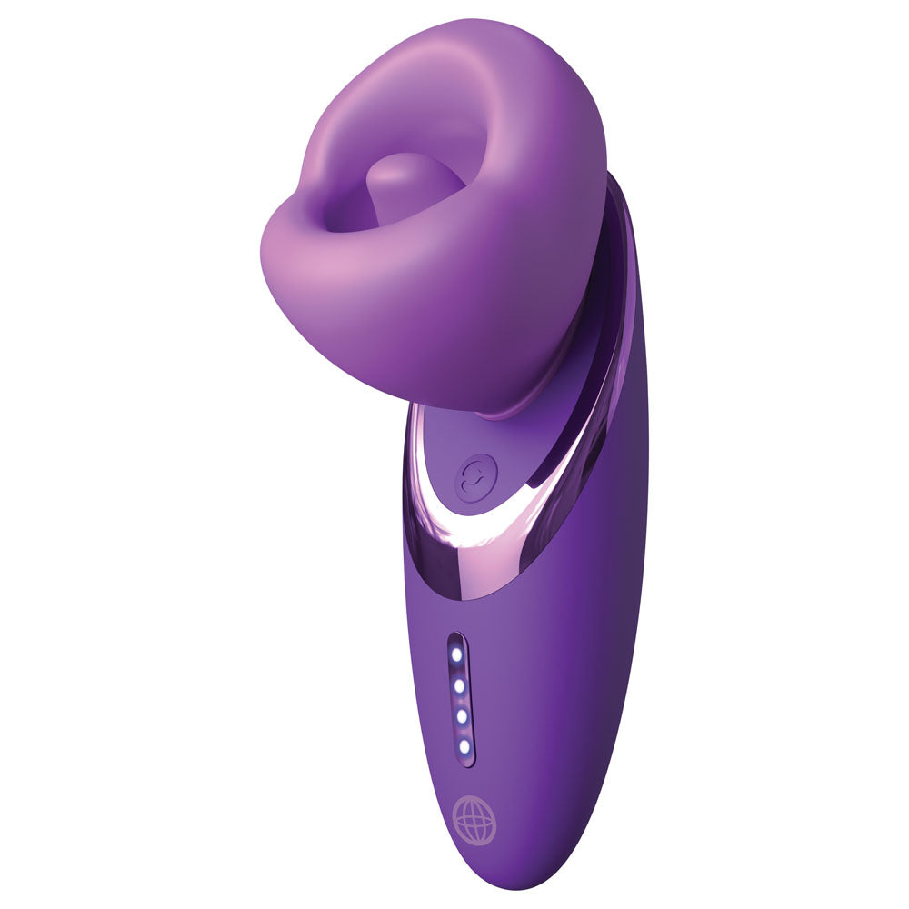 Fantasy For Her Pleasure Sucker -  USB Rechargeable Sucking, Licking & Vibrating Stimulator in purple.