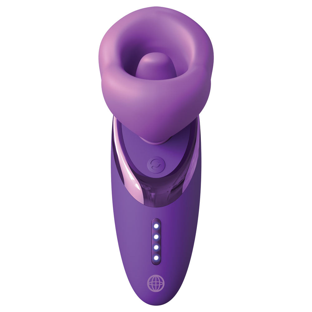Fantasy For Her Pleasure Sucker -  USB Rechargeable Sucking, Licking & Vibrating Stimulator in a vibrant purple color.
