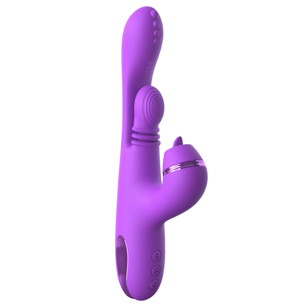 Fantasy For Her IntiMotion Pulse Pro - 24 cm USB Rechargeable Swirling & Flicking Rabbit Vibrator in vibrant purple color.