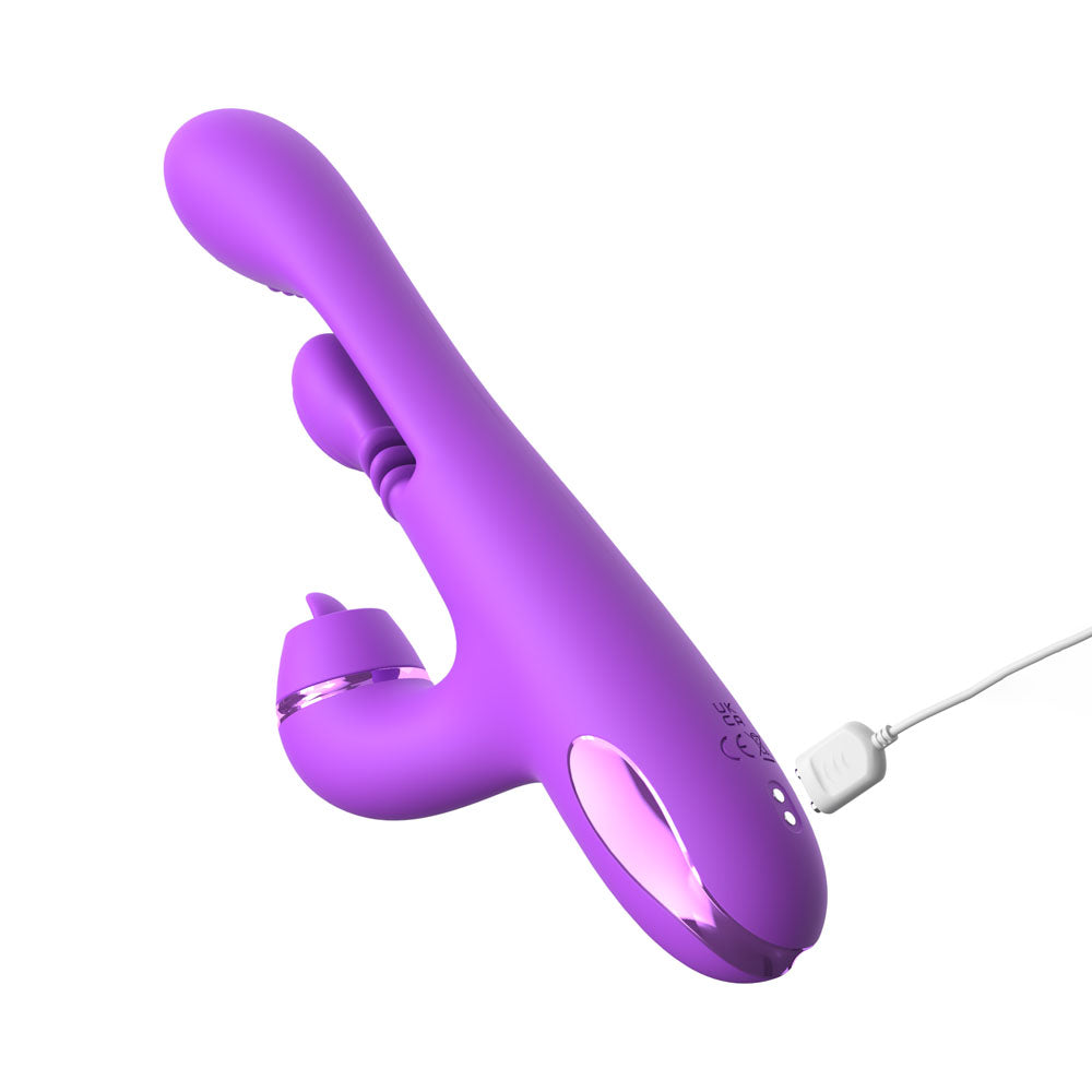 Fantasy For Her IntiMotion Pulse Pro -  24 cm USB Rechargeable Swirling & Flicking Rabbit Vibrator in vibrant purple color.