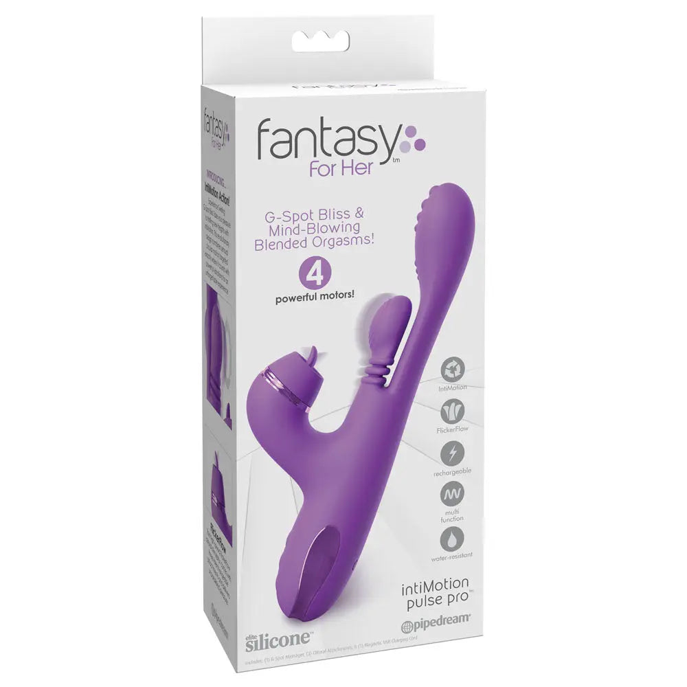 Fantasy For Her IntiMotion Pulse Pro -  24 cm USB Rechargeable Swirling & Flicking Rabbit Vibrator Pipedream Discreet Intimate Essentials.