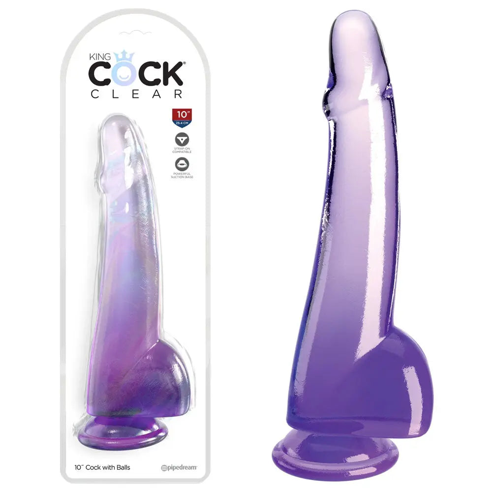 King Cock Clear 10'' Cock with Balls -  -  25 cm Dong Pipedream Discreet Intimate Essentials.