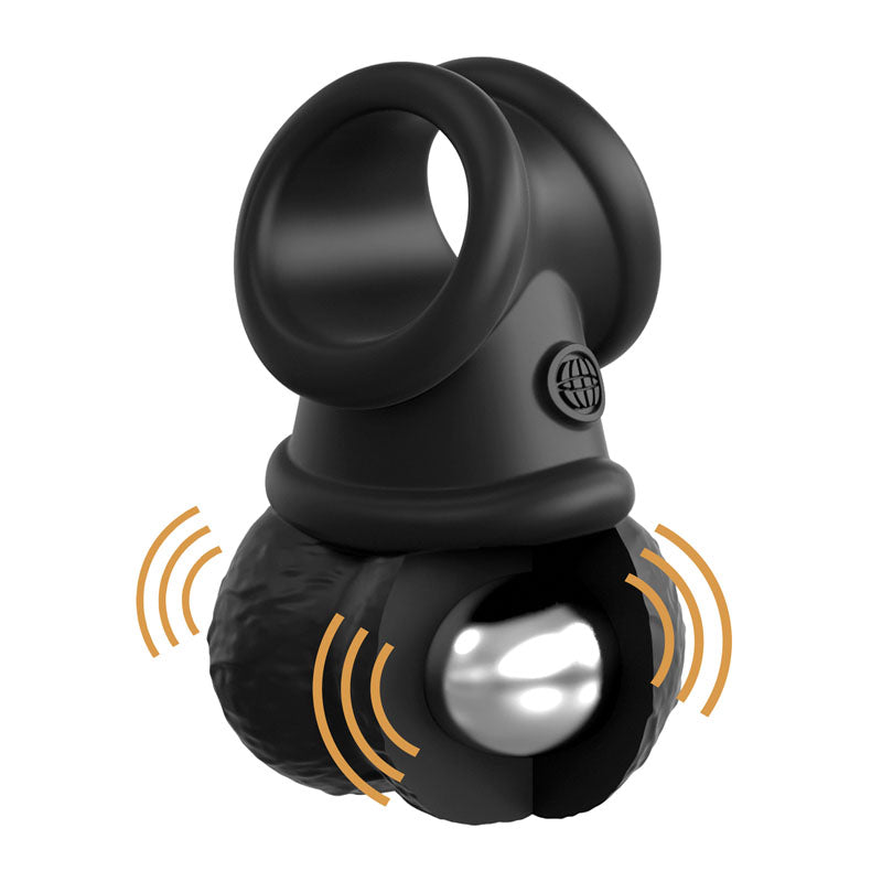 King Cock Elite The Crown Jewels Vibrating Silicone Balls - USB Rechargeable Vibrating Cock Ring with dual vibrating balls.