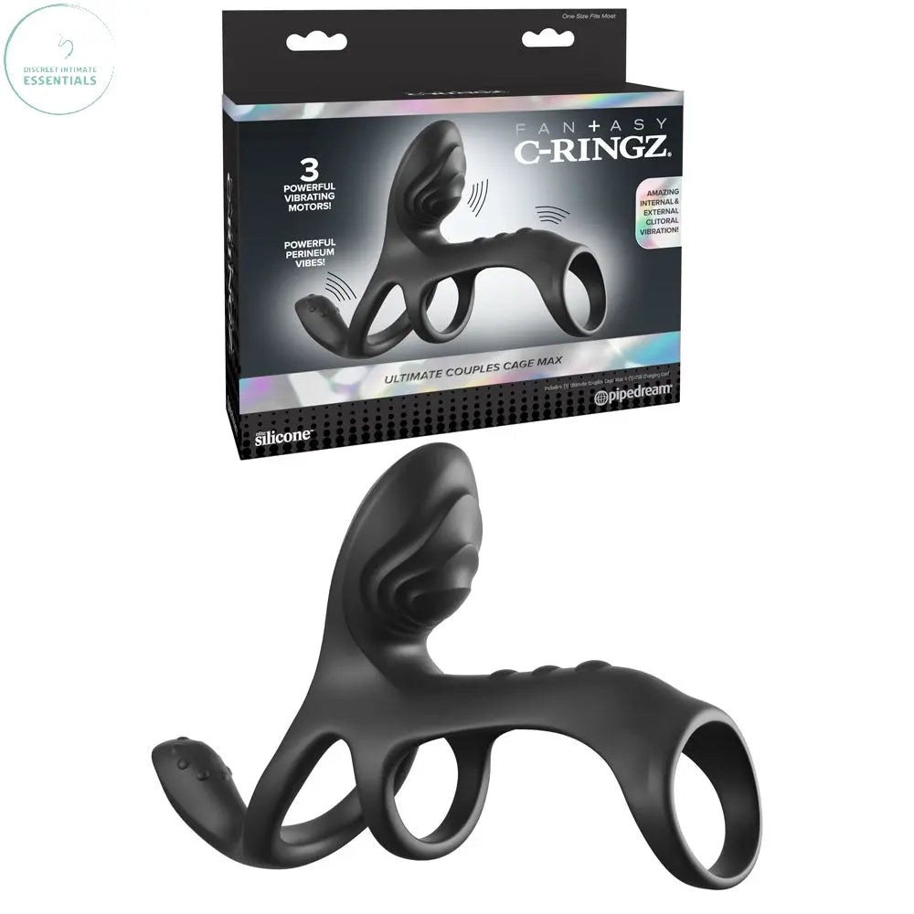 Affordable quality Fantasy C-Ringz Ultimate Couples Cage Max -  USB Rechargeable Vibrating Cock Ring Cage  from Pipedream by Discreet Intimate Essentials with Discreet Delivery 