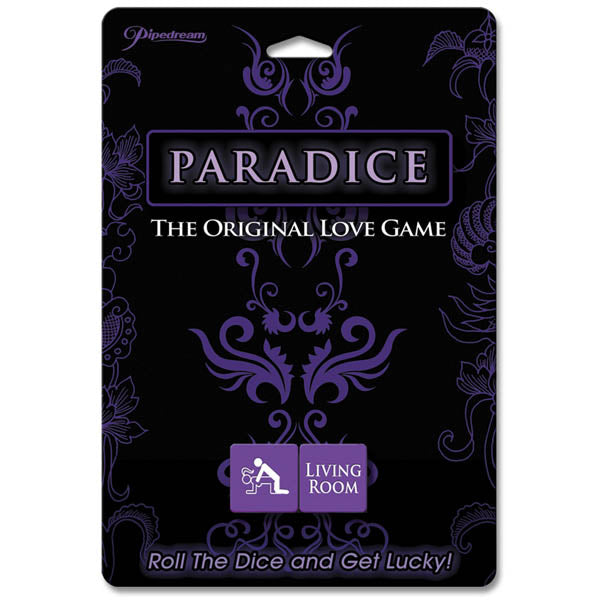 Paradice - Couple's Dice Game package featuring the tagline 'Roll The Dice and Get Lucky!' in a decorative design.