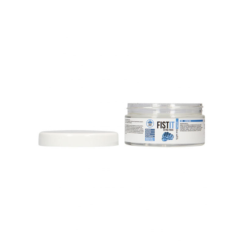 PHARMQUESTS Fist-It Extra Thick - 300ml - Thick Water Based Lubricant - 300 ml Tub in a jar with lid off