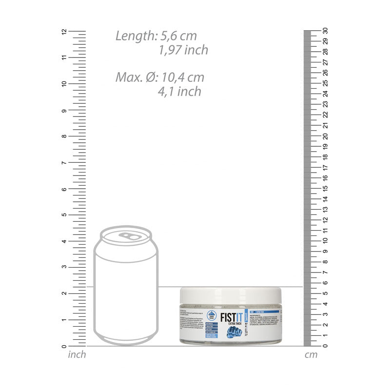 PHARMQUESTS Fist-It Extra Thick - 300ml - Thick Water Based Lubricant - 300 ml Tub with size reference to a can.