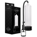 Pumped Comfort Beginner Pump - Clear Penis Pump with packaging demonstrating its features and design.