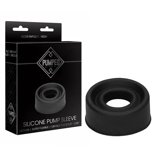 Pumped Silicone Pump Sleeve - Black Medium Sized Pump Sleeve Shots Toys Discreet Intimate Essentials.