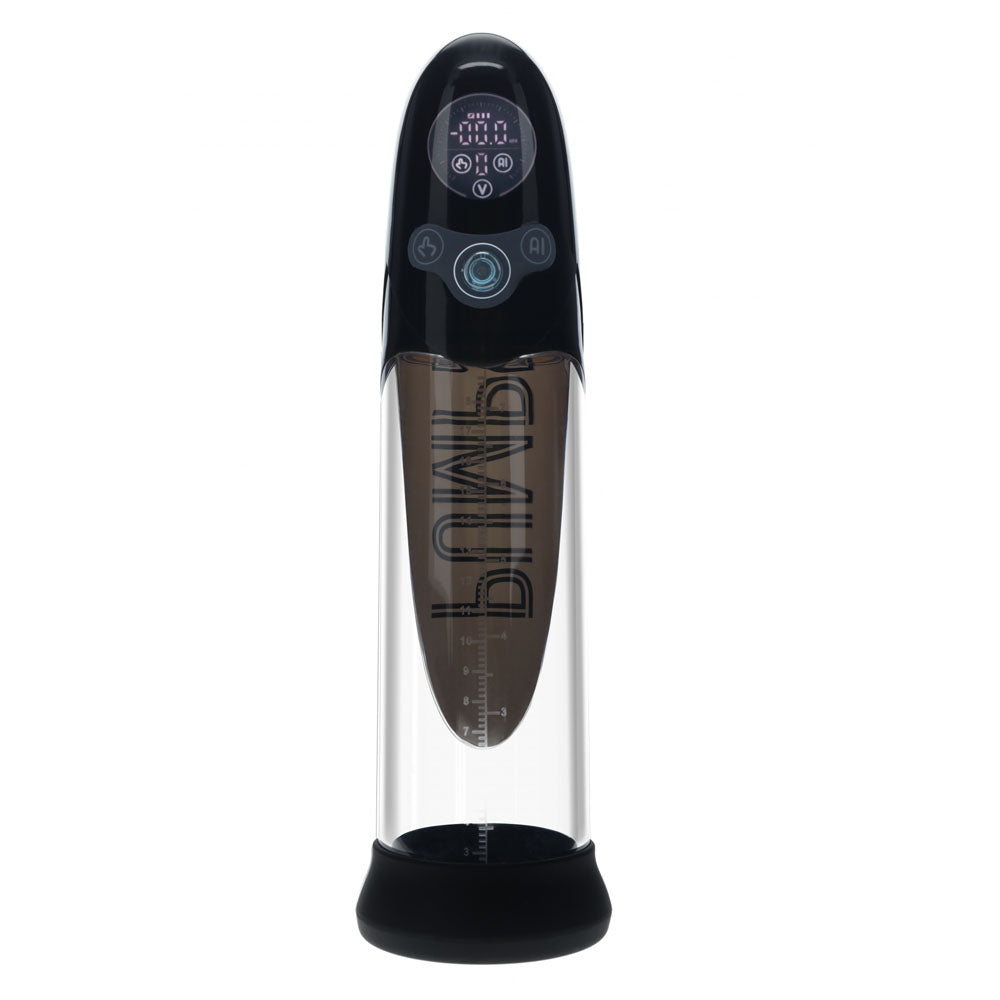 PUMPED Aqua-Pro Auto Pump -  - /Clear USB Rechargeable AI-Enabled Submersible Auto Penis Pump displayed from the front.