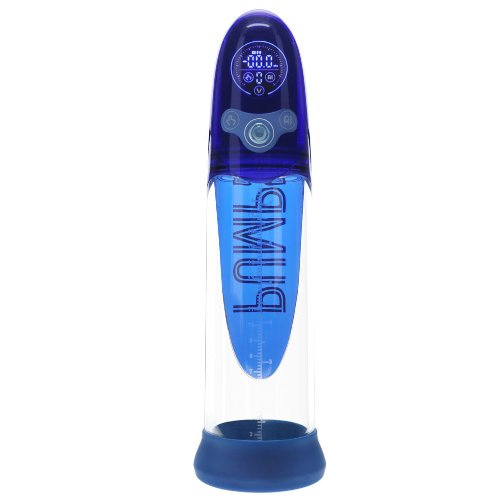 PUMPED Aqua-Pro Auto Pump -  - /Clear USB Rechargeable AI-Enabled Submersible Auto Penis Pump in blue.