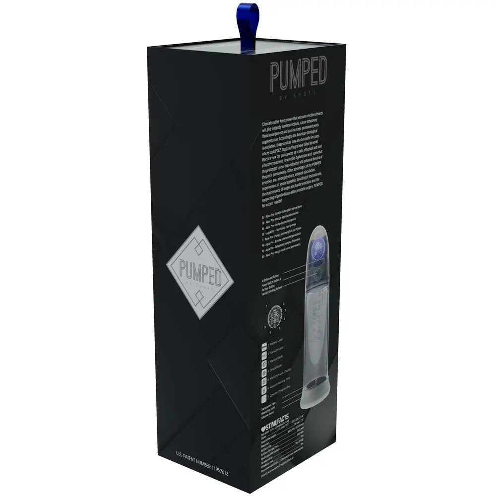 Affordable quality PUMPED Aqua-Pro Auto Pump - Grey - Grey/Clear USB Rechargeable AI-Enabled Submersible Auto Penis Pump  from Shots Toys by Discreet Intimate Essentials with Discreet Delivery 