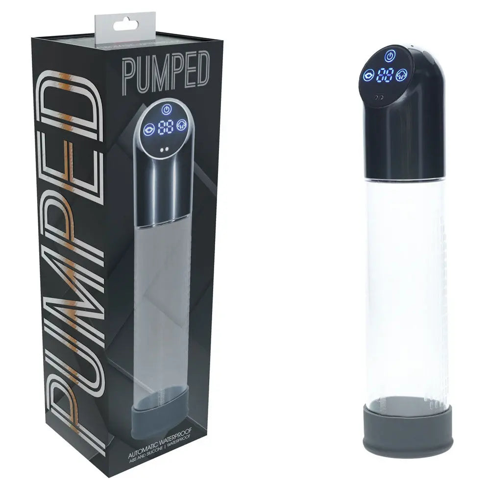 Affordable quality PUMPED Automatic Waterproof Pump - Gun Metal - Gunmetal/Clear USB Rechargeable Automatic Penis Pump  from Shots Toys by Discreet Intimate Essentials with Discreet Delivery 