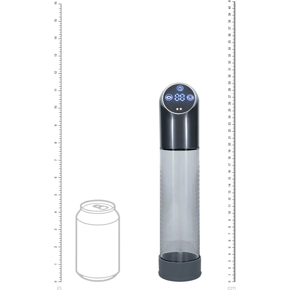 Affordable quality PUMPED Automatic Waterproof Pump - Gun Metal - Gunmetal/Clear USB Rechargeable Automatic Penis Pump  from Shots Toys by Discreet Intimate Essentials with Discreet Delivery 