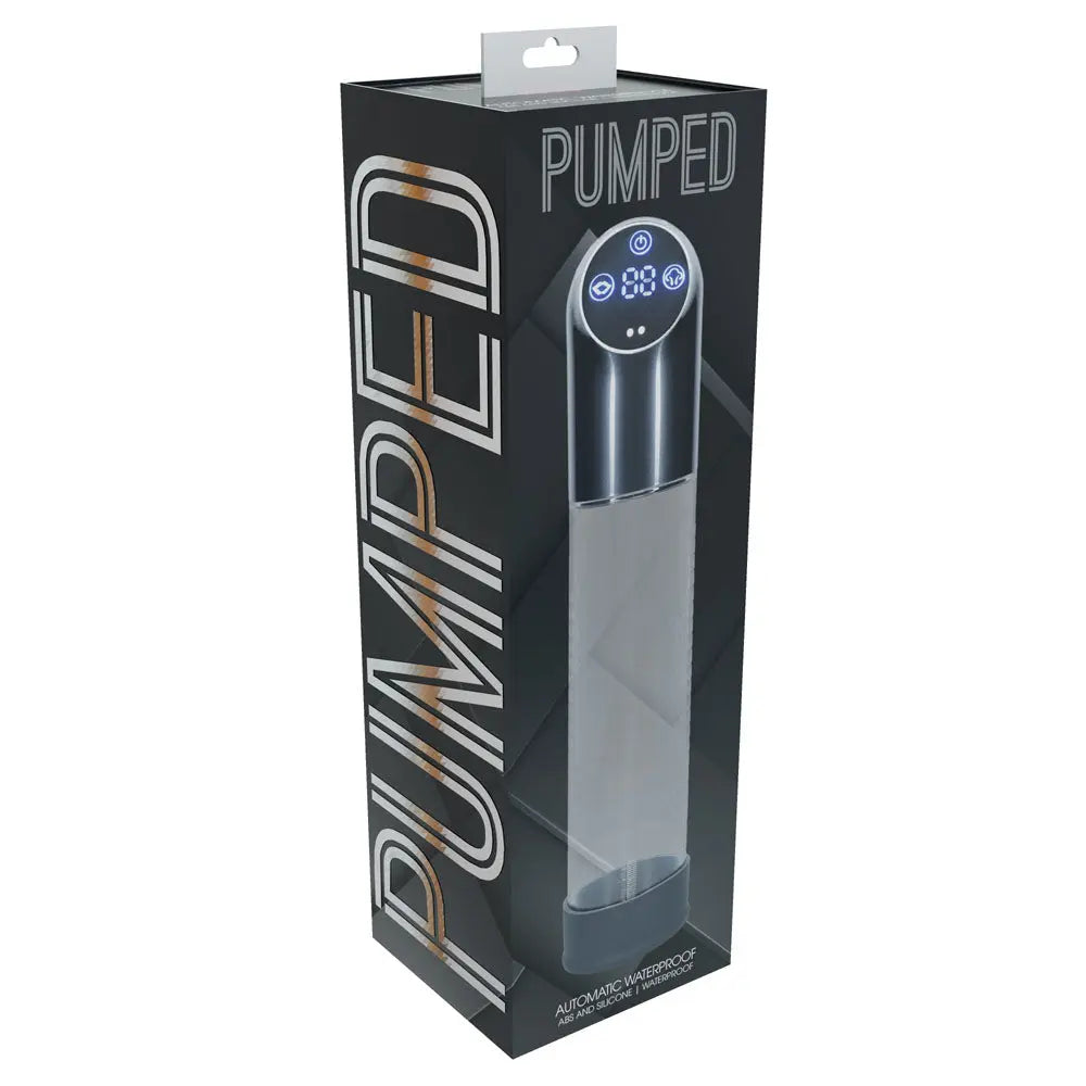 Affordable quality PUMPED Automatic Waterproof Pump - Gun Metal - Gunmetal/Clear USB Rechargeable Automatic Penis Pump  from Shots Toys by Discreet Intimate Essentials with Discreet Delivery 