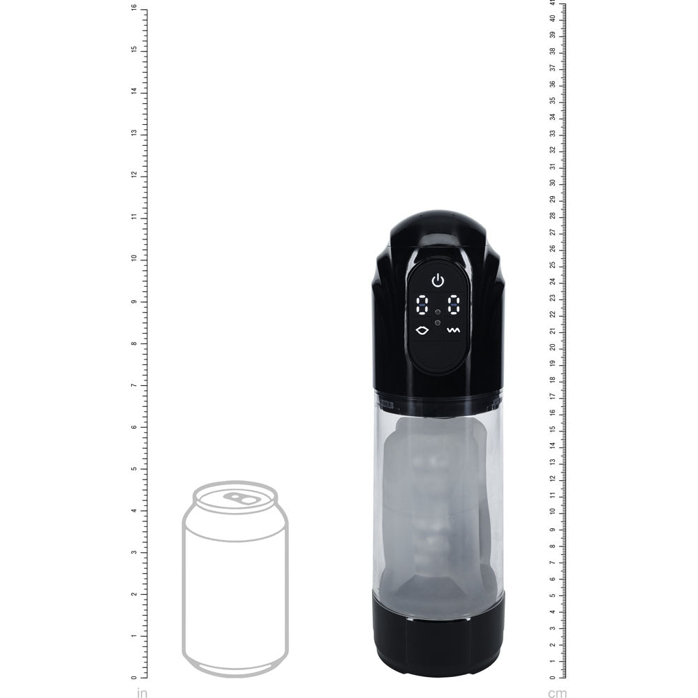 PUMPED TechnoThrust Auto Masturbator - /Clear USB Rechargeable Auto Maturbator with user interface and measurement guide.