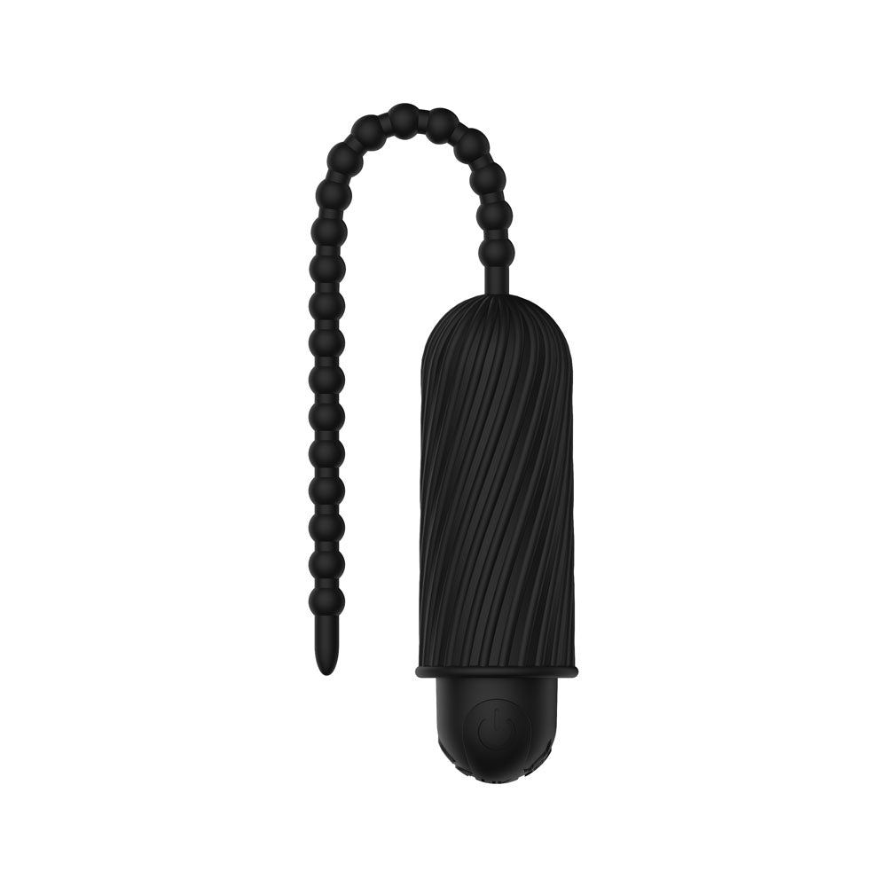 Passion Play vibrating urethral sound design with textured silicone finish, USB rechargeable for pleasurable stimulation.