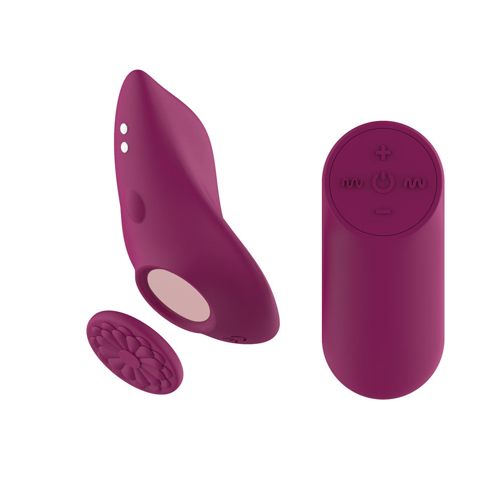Passion Play Magnet Panty Vibe with Remote - a remote control panty vibrator in flirty purple color.