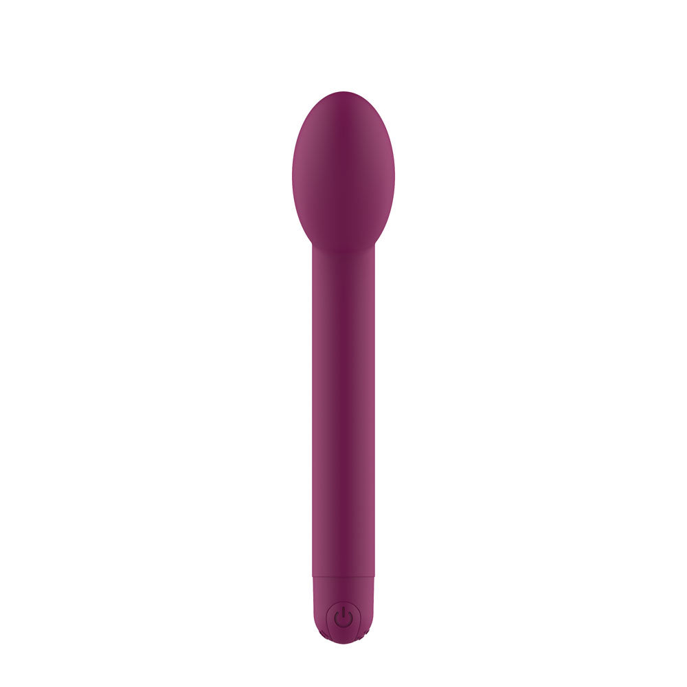 Passion Play Silicone G-Spot Vibrator, a USB rechargeable g-spot vibrator in purple, perfect for targeted stimulation.