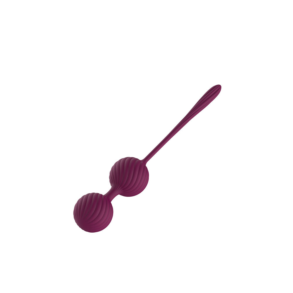 Passion Play Kegel Balls in rich purple for pelvic floor training, featuring dual kegel balls for pelvic training.