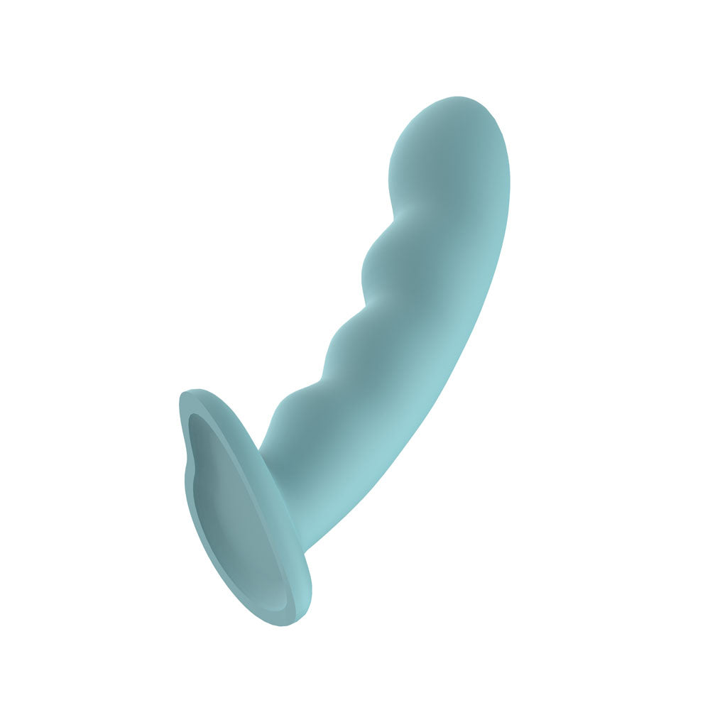 Passion Play Liquid Silicone Wavy Dildo -  -  20.9 cm Dildo in bold blue color with ridged texture for enhanced pleasure.