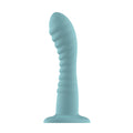 Passion Play Liquid Silicone Ridged Dildo -  -  18 cm Dildo in bold blue finish, designed for smooth penetration.