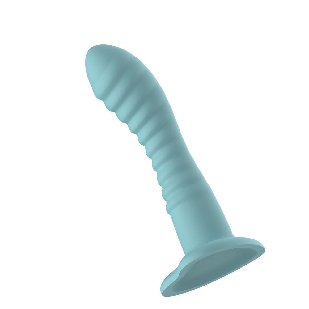 Passion Play Liquid Silicone Ridged Dildo -  -  18 cm Dildo in bold blue color with ridges for enhanced pleasure