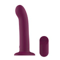Passion Play USB rechargeable vibrating dildo in dreamy purple with wireless remote for pleasure.