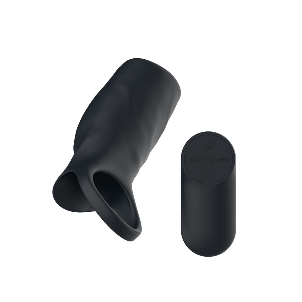 Passion Play Vibrating Cockring Sleeve -  USB Rechargeable Vibrating Penis Sleeve with Wireless Remote and controller
