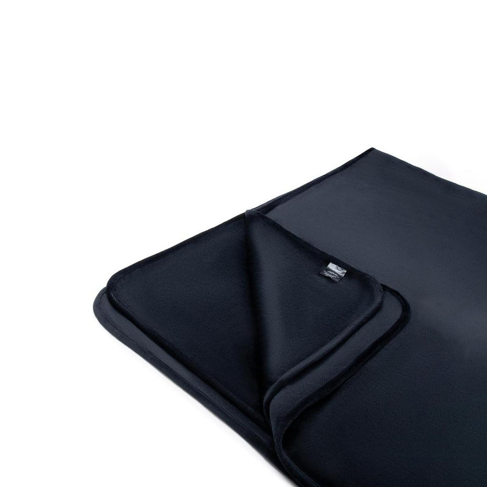 Whipsmart Waterproof Love Throw blanket showcasing premium microvelvet fabric with a smooth, black surface.