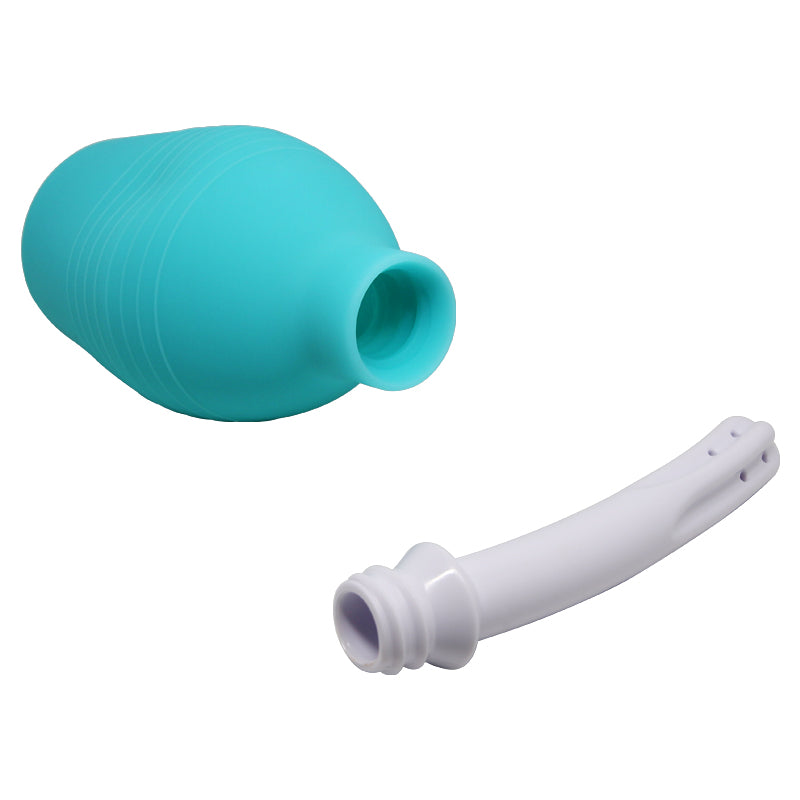 MR PLAY Anal Douche - Aqua/White Unisex Douche - 310 ml Capacity with silicone bulb and nozzle.
