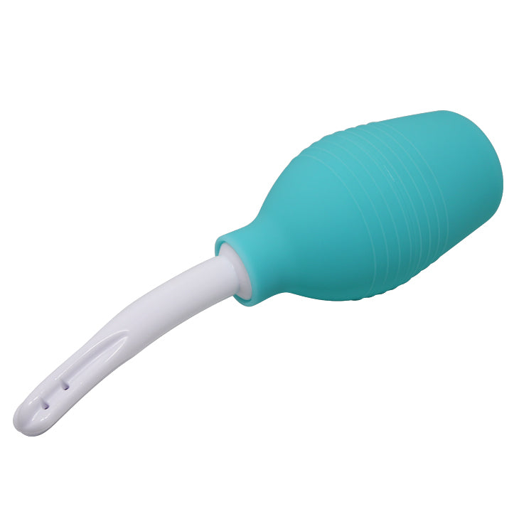 MR PLAY Anal Douche - Aqua/White Unisex Douche - 310 ml Capacity in teal silicone design, perfect for clean anal play.