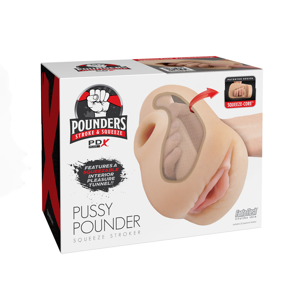 PDX Plus Pussy Pounder Squeeze Stroker -  -  Vagina Stroker with squeeze-core design and soft texture.